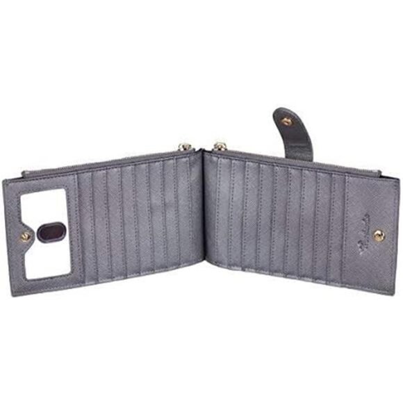 Women's Wallet RFID Blocking Bi fold Multi Card Wallet Zipper Pocket DARK GRAY - Picture 4 of 4
